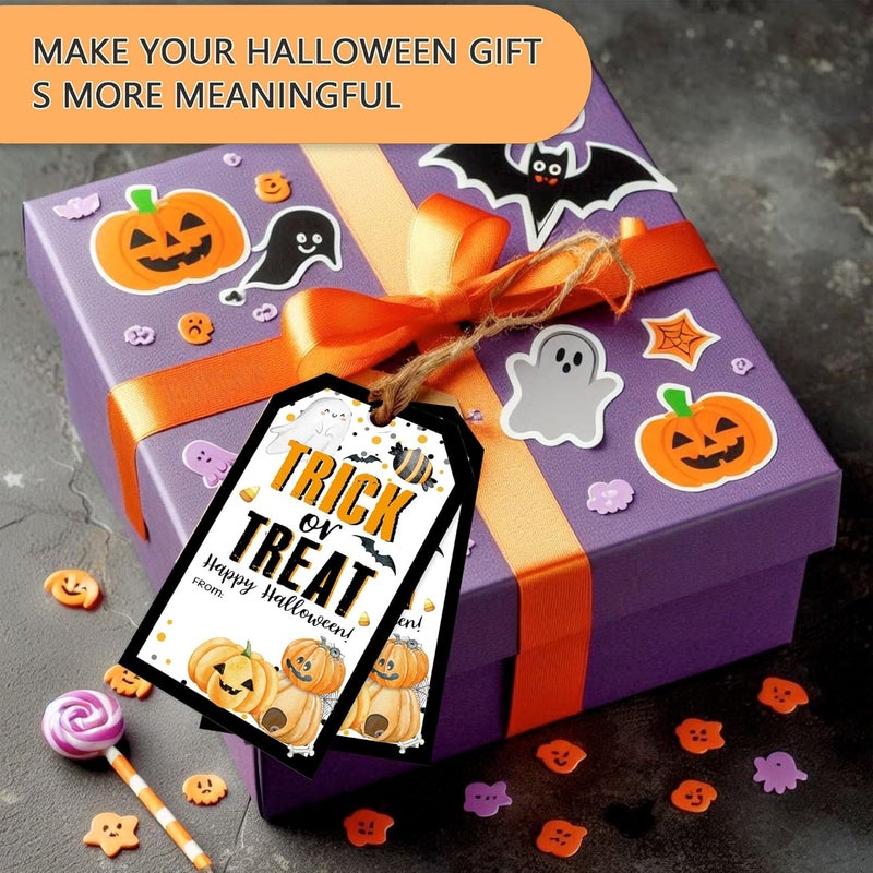 RPLCSPC Halloween Paper Gift Tags with String-50Pcs,Trick Or Treat for You Happy Halloween Tags for Goodie Bags, 2 x 3.5 Inch Writable Waterproof Hanging Labels for Decor Party Supplies, Gift Wrapping-B05 - Image 4